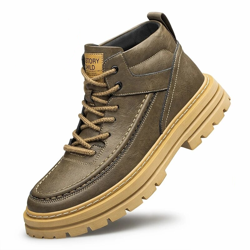 Bota - Aumenta Altura 7cm - Couro - Caramelo - Masculino